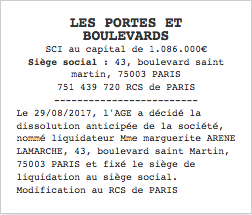 annonce legale sci dissolution